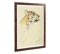 Big Box Art Framed Print of Vintage Swan. J Macallan Study of a Tiger's Head Design | Wall Art Picture| Home Decor for Kitchen, Living Room, Bedroom, Hallway, Walnut, A2 / 24.5x18 Inch / 62x45cm