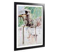Big Box Art Framed Print of Vintage W Kuhnert Hanuman Monkey Design | Wall Art Picture | Home Decor for Kitchen, Living Room, Bedroom, Hallway, Black, A2 / 24.5x18 Inch / 62x45cm