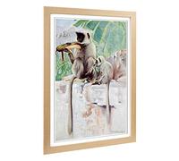 Big Box Art Framed Print of Vintage W Kuhnert Hanuman Monkey Design | Wall Art Picture | Home Decor for Kitchen, Living Room, Bedroom, Hallway, Oak, A2 / 24.5x18 Inch / 62x45cm