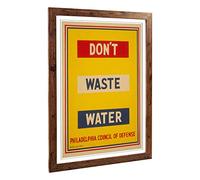 Big Box Art Framed Print of Vintage WPA Poster Don't Waste Water (4) Design | Wall Art Picture | Home Decor for Kitchen, Living Room, Bedroom, Hallway, Walnut, A2 / 24.5x18 Inch / 62x45cm