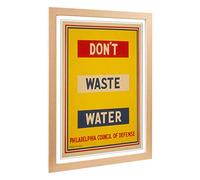 Big Box Art Framed Print of Vintage WPA Poster Don't Waste Water (4) Design | Wall Art Picture | Home Decor for Kitchen, Living Room, Bedroom, Hallway, Oak, A2 / 24.5x18 Inch / 62x45cm