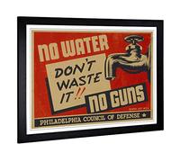 Big Box Art Framed Print of Vintage WPA Poster Don't Waste Water Design | Wall Art Picture | Home Decor for Kitchen, Living Room, Bedroom, Hallway, Black, A2 / 24.5x18 Inch / 62x45cm