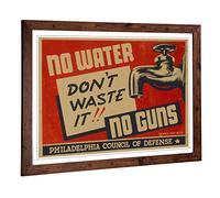Big Box Art Framed Print of Vintage WPA Poster Don't Waste Water Design | Wall Art Picture | Home Decor for Kitchen, Living Room, Bedroom, Hallway, Walnut, A2 / 24.5x18 Inch / 62x45cm