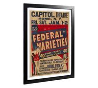 Big Box Art Framed Print of Vintage WPA Poster Federal Varieties (2) Design | Wall Art Picture | Home Decor for Kitchen, Living Room, Bedroom, Hallway, Black, A2 / 24.5x18 Inch / 62x45cm