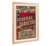 Big Box Art Framed Print of Vintage WPA Poster Federal Varieties (2) Design | Wall Art Picture | Home Decor for Kitchen, Living Room, Bedroom, Hallway, Oak, A2 / 24.5x18 Inch / 62x45cm