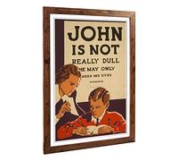 Big Box Art Framed Print of Vintage WPA Poster John is Not Really Dull Design | Wall Art Picture | Home Decor for Kitchen, Living Room, Bedroom, Hallway, Walnut, A2 / 24.5x18 Inch / 62x45cm