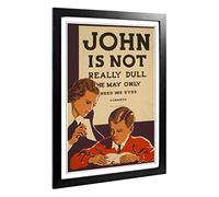 Big Box Art Framed Print of Vintage WPA Poster John is Not Really Dull Design | Wall Art Picture | Home Decor for Kitchen, Living Room, Bedroom, Hallway, Black, A2 / 24.5x18 Inch / 62x45cm