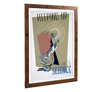 Big Box Art Framed Print of Vintage WPA Poster Keeping up with Science Design | Wall Art Picture | Home Decor for Kitchen, Living Room, Bedroom, Hallway, Walnut, A2 / 24.5x18 Inch / 62x45cm