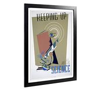 Big Box Art Framed Print of Vintage WPA Poster Keeping up with Science Design | Wall Art Picture | Home Decor for Kitchen, Living Room, Bedroom, Hallway, Black, A2 / 24.5x18 Inch / 62x45cm
