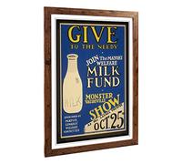 Big Box Art Framed Print of Vintage WPA Poster Milk Fund Design | Wall Art Picture | Home Decor for Kitchen, Living, Dining Room, Bedroom, Hallway, Office, Walnut, A2 / 24.5x18 Inch / 62x45cm