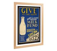 Big Box Art Framed Print of Vintage WPA Poster Milk Fund Design | Wall Art Picture | Home Decor for Kitchen, Living, Dining Room, Bedroom, Hallway, Office, Oak, A2 / 24.5x18 Inch / 62x45cm