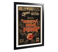 Big Box Art Framed Print of Vintage WPA Poster Ready Aim Fire Design | Wall Art Picture | Home Decor for Kitchen, Living Room, Bedroom, Hallway, Black, A2 / 24.5x18 Inch / 62x45cm