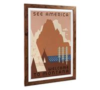 Big Box Art Framed Print of Vintage WPA Poster See America Montana Design | Wall Art Picture | Home Decor for Kitchen, Living Room, Bedroom, Hallway, Walnut, A2 / 24.5x18 Inch / 62x45cm