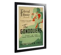 Big Box Art Framed Print of Vintage WPA Poster The Gondoliers Design | Wall Art Picture | Home Decor for Kitchen, Living Room, Bedroom, Hallway, Black, A2 / 24.5x18 Inch / 62x45cm