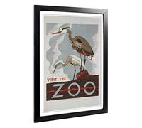 Big Box Art Framed Print of Vintage WPA Poster Visit The Zoo (2) Design | Wall Art Picture | Home Decor for Kitchen, Living Room, Bedroom, Hallway, Black, A2 / 24.5x18 Inch / 62x45cm