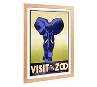 Big Box Art Framed Print of Vintage WPA Poster Visit The Zoo (3) Design | Wall Art Picture | Home Decor for Kitchen, Living Room, Bedroom, Hallway, Oak, A2 / 24.5x18 Inch / 62x45cm