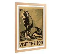 Big Box Art Framed Print of Vintage WPA Poster Visit The Zoo Design | Wall Art Picture | Home Decor for Kitchen, Living Room, Bedroom, Hallway, Oak, A2 / 24.5x18 Inch / 62x45cm