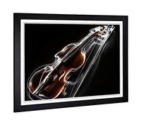 Big Box Art Framed Print of Violin Instrument Design | Wall Art Picture | Home Decor for Kitchen, Living, Dining Room, Lounge, Bedroom, Hallway, Office, Black, A2 / 24.5x18 Inch / 62x45cm