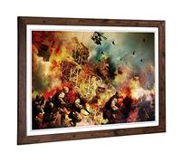 Big Box Art Framed Print of War Battle Scene Army (2) Design | Wall Art Picture | Home Decor for Kitchen, Living, Dining Room, Bedroom, Hallway, Office, Walnut, A2 / 24.5x18 Inch / 62x45cm