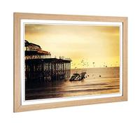Big Box Art Framed Print of West Pier Brighton Seascape Design | Wall Art Picture | Home Decor for Kitchen, Living, Dining Room, Bedroom, Hallway, Office, Oak, A2 / 24.5x18 Inch / 62x45cm