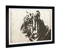 Big Box Art Framed Print of White Bengal Tiger (2) Design | Wall Art Picture | Home Decor for Kitchen, Living, Dining Room, Lounge, Bedroom, Hallway, Office, Black, A2 / 24.5x18 Inch / 62x45cm
