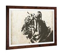 Big Box Art Framed Print of White Bengal Tiger (2) Design | Wall Art Picture | Home Decor for Kitchen, Living, Dining Room, Lounge, Bedroom, Hallway, Office, Walnut, A2 / 24.5x18 Inch / 62x45cm