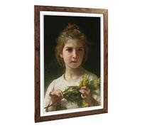 Big Box Art Framed Print of William Adolphe Bouguereau Mimosa Flower Girl Design | Wall Art Picture| Home Decor for Kitchen, Living Room, Bedroom, Hallway, Walnut, A2 / 24.5x18 Inch / 62x45cm