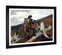 Big Box Art Framed Print of Winslow Homer A Huntsman and Dogs Design | Wall Art Picture | Home Decor for Kitchen, Living Room, Bedroom, Hallway, Black, A2 / 24.5x18 Inch / 62x45cm