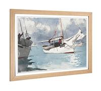 Big Box Art Framed Print of Winslow Homer Fishing Boats, Key West Design | Wall Art Picture | Home Decor for Kitchen, Living Room, Bedroom, Hallway, Oak, A2 / 24.5x18 Inch / 62x45cm