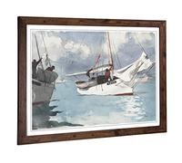 Big Box Art Framed Print of Winslow Homer Fishing Boats, Key West Design | Wall Art Picture | Home Decor for Kitchen, Living Room, Bedroom, Hallway, Walnut, A2 / 24.5x18 Inch / 62x45cm