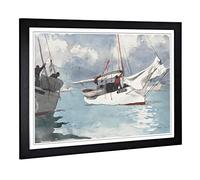 Big Box Art Framed Print of Winslow Homer Fishing Boats, Key West Design | Wall Art Picture | Home Decor for Kitchen, Living Room, Bedroom, Hallway, Black, A2 / 24.5x18 Inch / 62x45cm