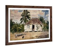 Big Box Art Framed Print of Winslow Homer Native Huts, Nassau Design | Wall Art Picture | Home Decor for Kitchen, Living Room, Bedroom, Hallway, Walnut, A2 / 24.5x18 Inch / 62x45cm