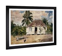 Big Box Art Framed Print of Winslow Homer Native Huts, Nassau Design | Wall Art Picture | Home Decor for Kitchen, Living Room, Bedroom, Hallway, Black, A2 / 24.5x18 Inch / 62x45cm