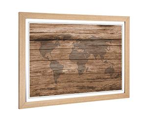 Big Box Art Framed Print of World Map (1) Design | Wall Art Picture | Home Decor for Kitchen, Living, Dining Room, Lounge, Bedroom, Hallway, Office, Oak, A2 / 24.5x18 Inch / 62x45cm