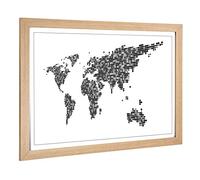Big Box Art Framed Print of World Map (3) Design | Wall Art Picture | Home Decor for Kitchen, Living, Dining Room, Lounge, Bedroom, Hallway, Office, Oak, A2 / 24.5x18 Inch / 62x45cm