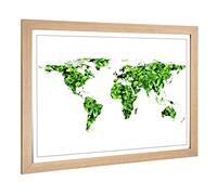 Big Box Art Framed Print of World Map (4) Design | Wall Art Picture | Home Decor for Kitchen, Living, Dining Room, Lounge, Bedroom, Hallway, Office, Oak, A2 / 24.5x18 Inch / 62x45cm