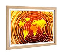 Big Box Art Framed Print of World Map (5) Design | Wall Art Picture | Home Decor for Kitchen, Living, Dining Room, Lounge, Bedroom, Hallway, Office, Oak, A2 / 24.5x18 Inch / 62x45cm