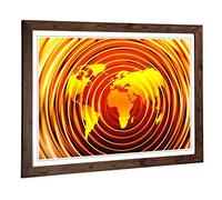 Big Box Art Framed Print of World Map (5) Design | Wall Art Picture | Home Decor for Kitchen, Living, Dining Room, Lounge, Bedroom, Hallway, Office, Walnut, A2 / 24.5x18 Inch / 62x45cm