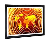 Big Box Art Framed Print of World Map (5) Design | Wall Art Picture | Home Decor for Kitchen, Living, Dining Room, Lounge, Bedroom, Hallway, Office, Black, A2 / 24.5x18 Inch / 62x45cm