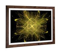 Big Box Art Framed Print of Yellow Orange Fractal Abstract (4) Design | Wall Art Picture | Home Decor for Kitchen, Living Room, Bedroom, Hallway, Walnut, A2 / 24.5x18 Inch / 62x45cm