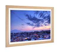 Big Box Art Framed Print of Yerevan Armenia Skyline Design | Wall Art Picture | Home Decor for Kitchen, Living, Dining Room, Bedroom, Hallway, Office, Oak, A2 / 24.5x18 Inch / 62x45cm