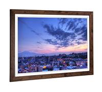 Big Box Art Framed Print of Yerevan Armenia Skyline Design | Wall Art Picture | Home Decor for Kitchen, Living, Dining Room, Bedroom, Hallway, Office, Walnut, A2 / 24.5x18 Inch / 62x45cm