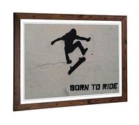 Big Box Art Framed Print Skateboarding Graffiti Design | Wall Art Picture | Home Decor for Kitchen, Living Room, Bedroom, Hallway, Walnut, A2 / 24.5x18 Inch / 62x45cm