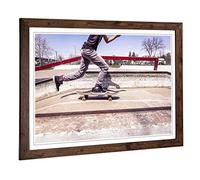 Big Box Art Framed Print Skateboarding Skate Park (1) Design | Wall Art Picture | Home Decor for Kitchen, Living Room, Bedroom, Hallway, Walnut, A2 / 24.5x18 Inch / 62x45cm