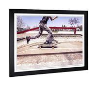 Big Box Art Framed Print Skateboarding Skate Park (1) Design | Wall Art Picture | Home Decor for Kitchen, Living Room, Bedroom, Hallway, Black, A2 / 24.5x18 Inch / 62x45cm