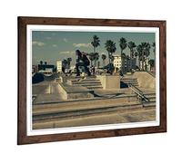 Big Box Art Framed Print Skateboarding Skate Park (2) Design | Wall Art Picture | Home Decor for Kitchen, Living Room, Bedroom, Hallway, Walnut, A2 / 24.5x18 Inch / 62x45cm
