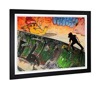 Big Box Art Framed Print Skateboarding Skate Park Design | Wall Art Picture | Home Decor for Kitchen, Living Room, Bedroom, Hallway, Black, A2 / 24.5x18 Inch / 62x45cm