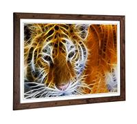 Big Box Art Framed Print Tiger Digital Design | Wall Art Picture | Home Decor for Kitchen, Living, Dining Room, Lounge, Bedroom, Hallway, Office, Walnut, A2 / 24.5x18 Inch / 62x45cm