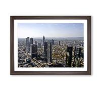 Big Box Art Frankfurt Skyline Germany 3 Framed Wall Art Picture Print Ready to Hang, Walnut A2 (62 x 45 cm)