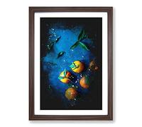 Big Box Art Fresh Oranges Paint Splash Framed Wall Art Picture Print Ready to Hang, Walnut A2 (62 x 45 cm)